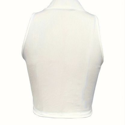 Women’s Ribbed V-Neck Zipper Camisole