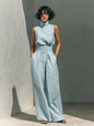 Women’s Cotton Linen Two-Piece Set – Sleeveless Top & Wide-Leg Pants