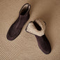 Women’s Fleece-Lined Ankle Boots – Round Toe Low Heel Winter Boots