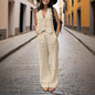 Women’s V‑Neck Button‑Front Vest & High‑Waist Pants Set
