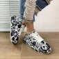 Round-Toe Thick-Sole Lace-Up Sneakers — Women’s Casual Print Shoes