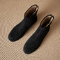 Women’s Fleece-Lined Ankle Boots – Round Toe Low Heel Winter Boots