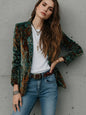 Women’s Printed Suit Jacket with Lining – Autumn Winter Casual Commuter Blazer