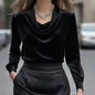 Elegant Satin Blouse - Women's Versatile Long Sleeve Shirt