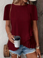 Women’s Casual Solid Color Short Sleeve Crew Neck Top