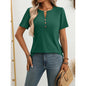 Women’s Notch V‑Neck Short‑Sleeve Tunic Top