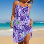 Women's Round Neck Sleeveless Sea Turtle Print Bohemian Beach Dress