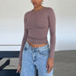 Slim Fit Long Sleeve Shirt | Women's Casual Crop Tops