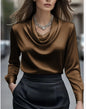 Women’s Elegant Boat Neck Long Sleeve Minimalist Top
