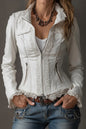 Women’s Lace Trim Zip-Up Fitted Jacket