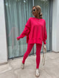 Women’s Casual Sweater Suit – Loose Split Top & Fitted Trousers Set