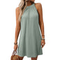 European and American round neck hanging neck loose sleeveless dress for women