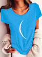 Wide Collar Printed T-Shirt – Casual Short Sleeve Top for Women