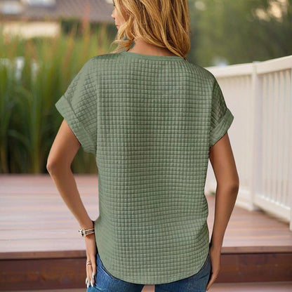 Women’s Textured Cuff Short‑Sleeve Tee