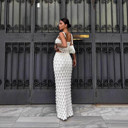 Fashion suspender two-piece scale skirt set