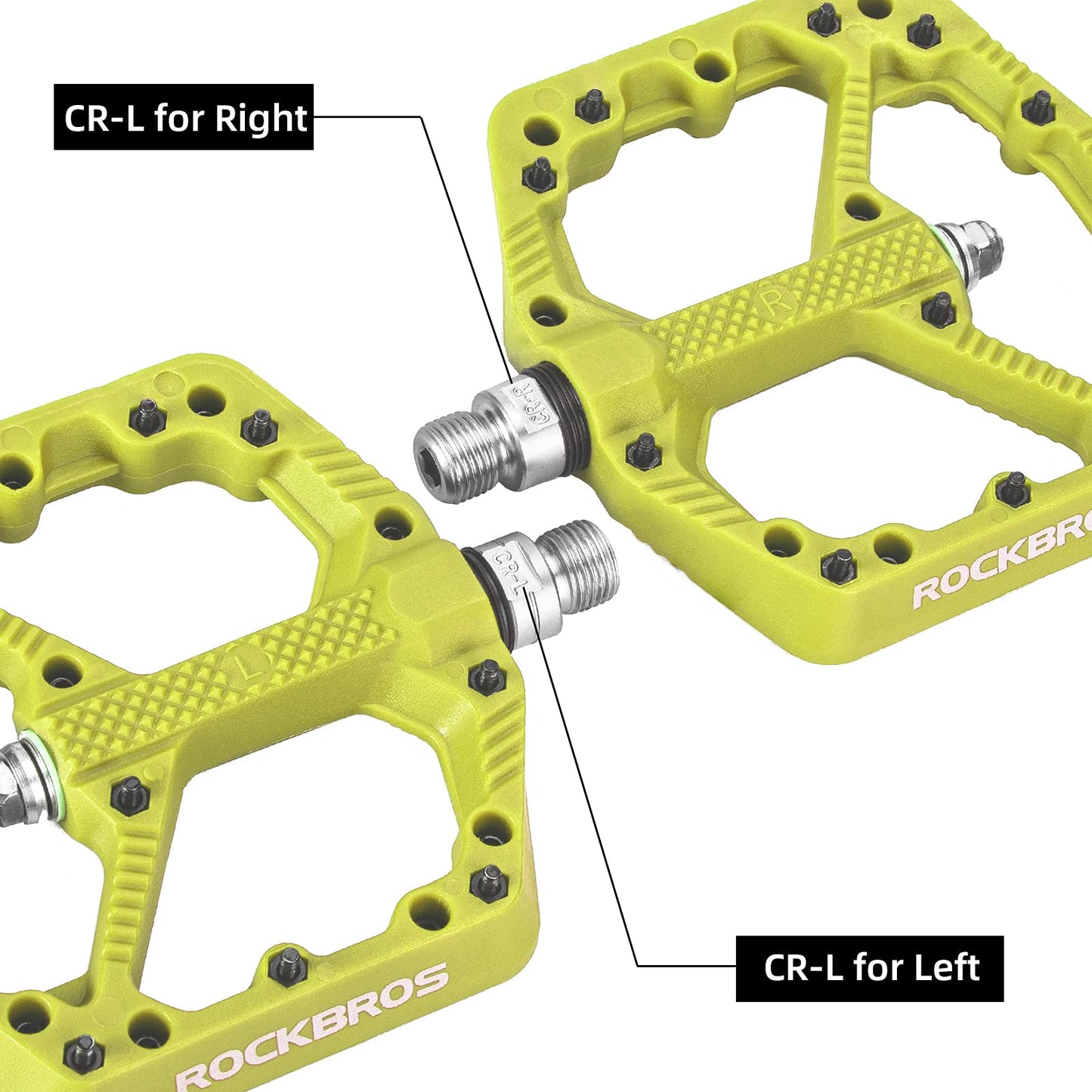 ROCKBROS Mountain Bike Pedals Flat MTB Pedals Nylon Fiber Bicycle Platform Pedals