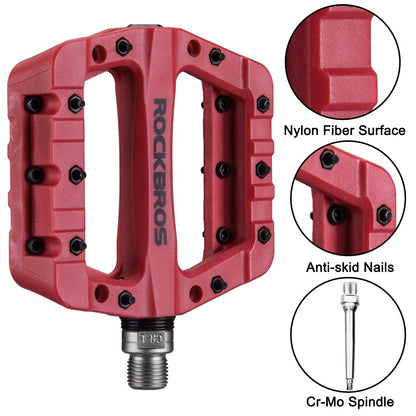 ROCKBROS Nylon Fiber Bicycle Platform Pedals for BMX MTB 9/16"