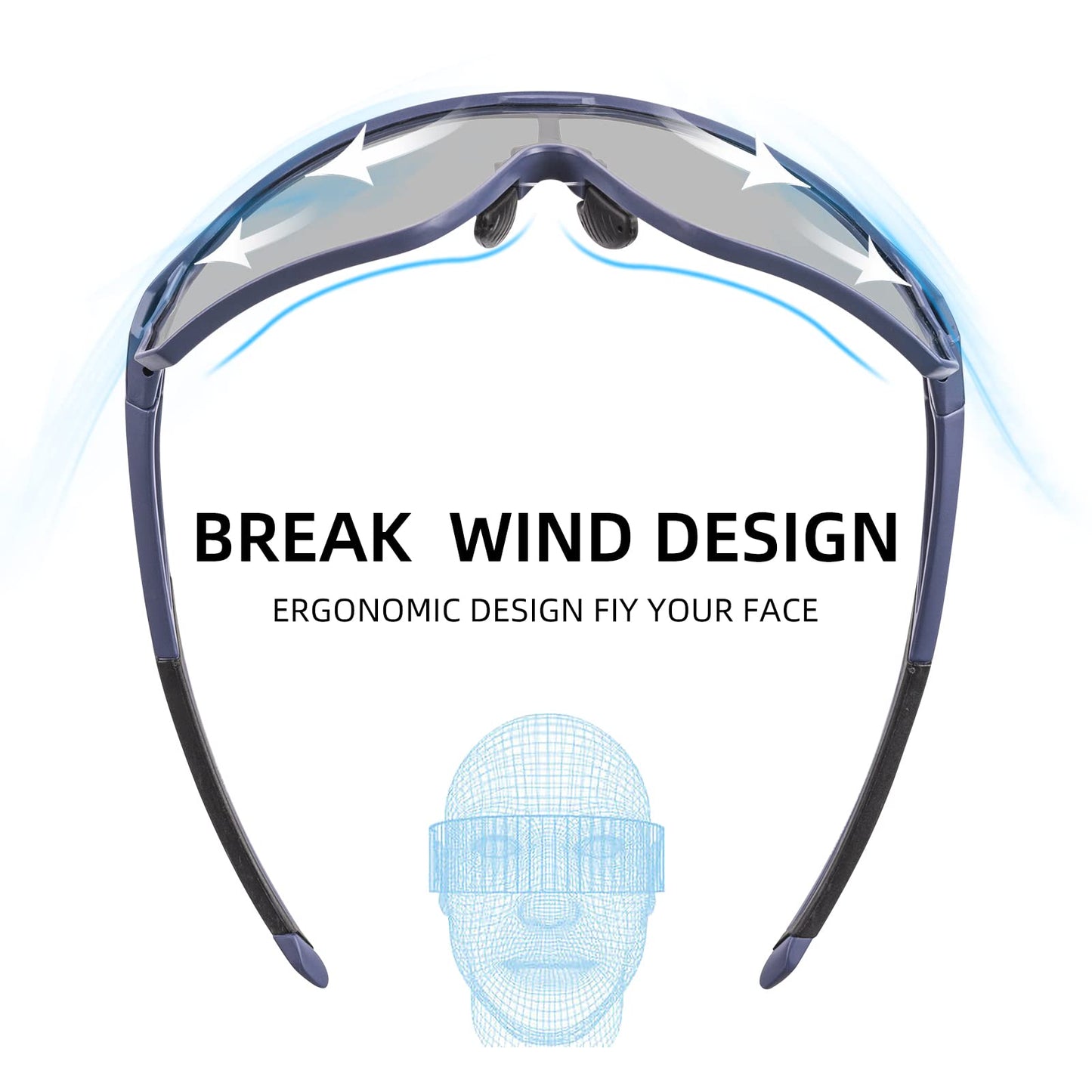 ROCKBROS Photochromic Sunglasses Thicken PC Lenses With UV400 Protection Coating