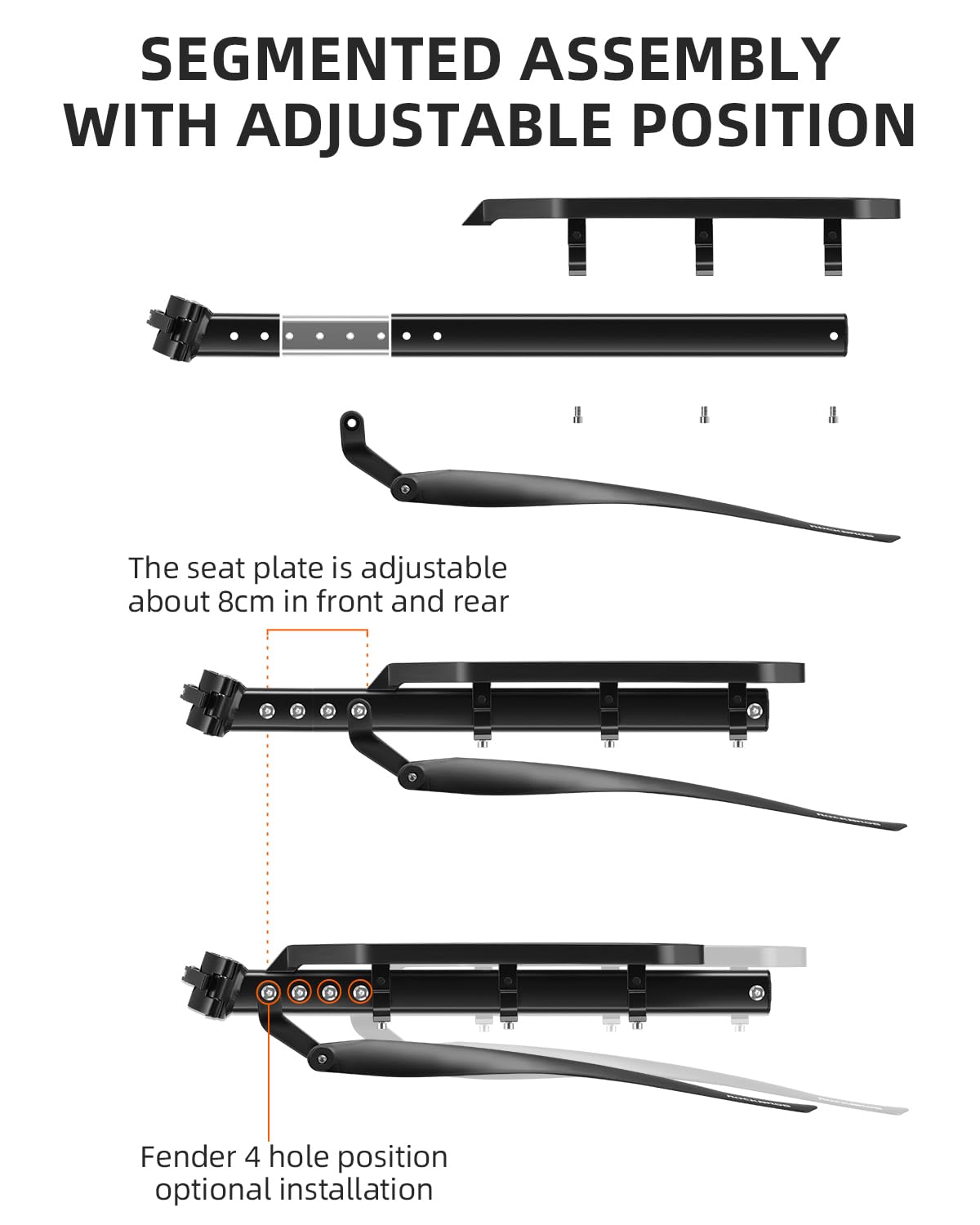 ROCKBROS Quick Release Rear Bike Cargo Rack, Adjustable for 26”-29” Mountain Bikes