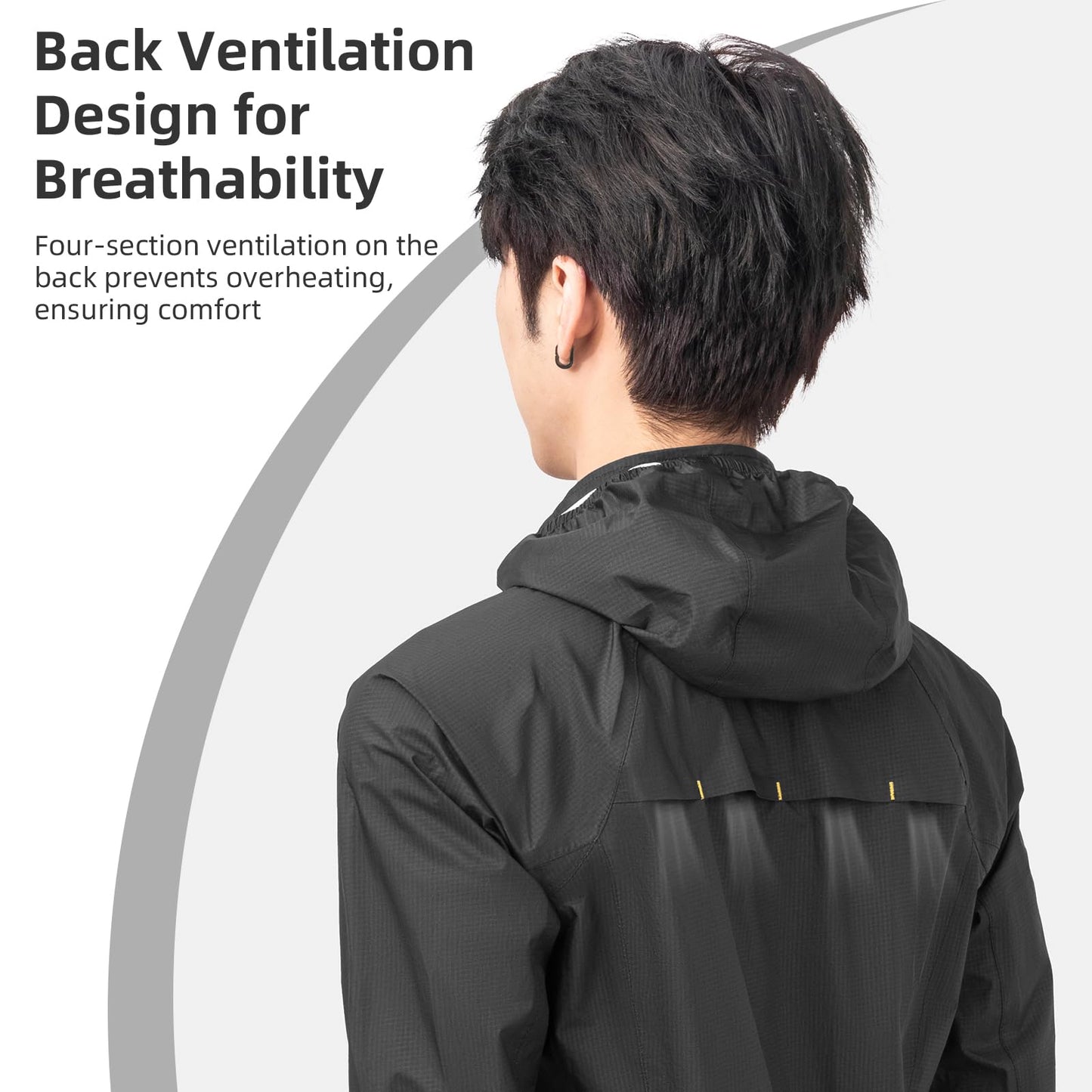 ROCKBROS Men's Waterproof Cycling Rain Jacket with Hood, Lightweight Reflective