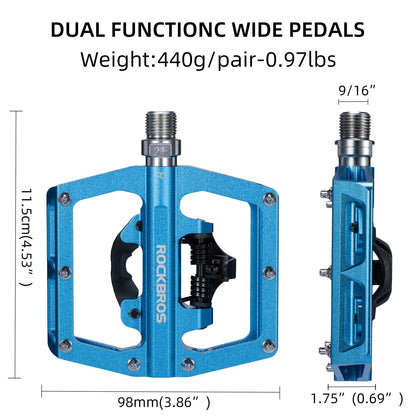 ROCKBROS MTB Aluminum Bike Pedals Compatible with SPD