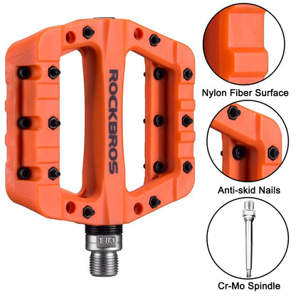 ROCKBROS Nylon Fiber Bicycle Platform Pedals for BMX MTB 9/16"