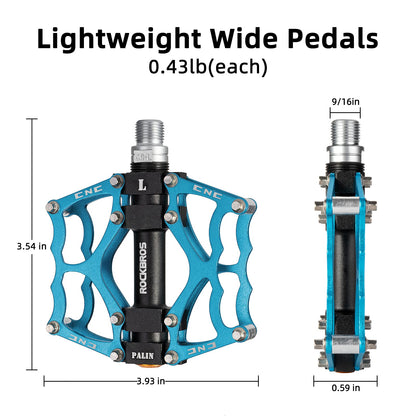 ROCKBROS Lightweight Aluminum Alloy Bike Pedals with Wide Platform Grip