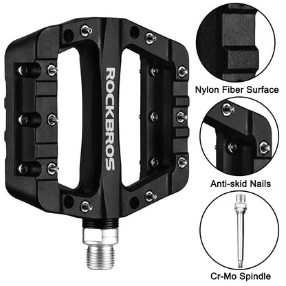 ROCKBROS Nylon Fiber Bicycle Platform Pedals for BMX MTB 9/16"