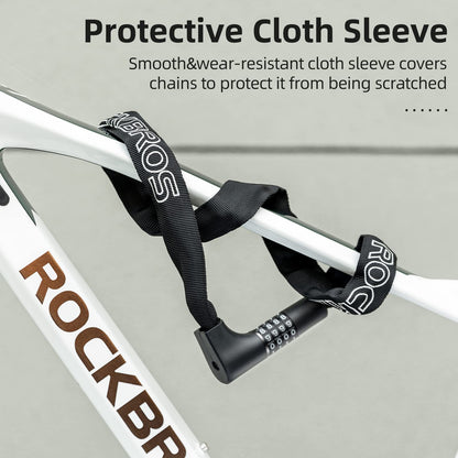 ROCKBROS 3.2FT Heavy Duty Bike Chain Lock Anti-Theft Security Lock Resettable Combination 2 Keys