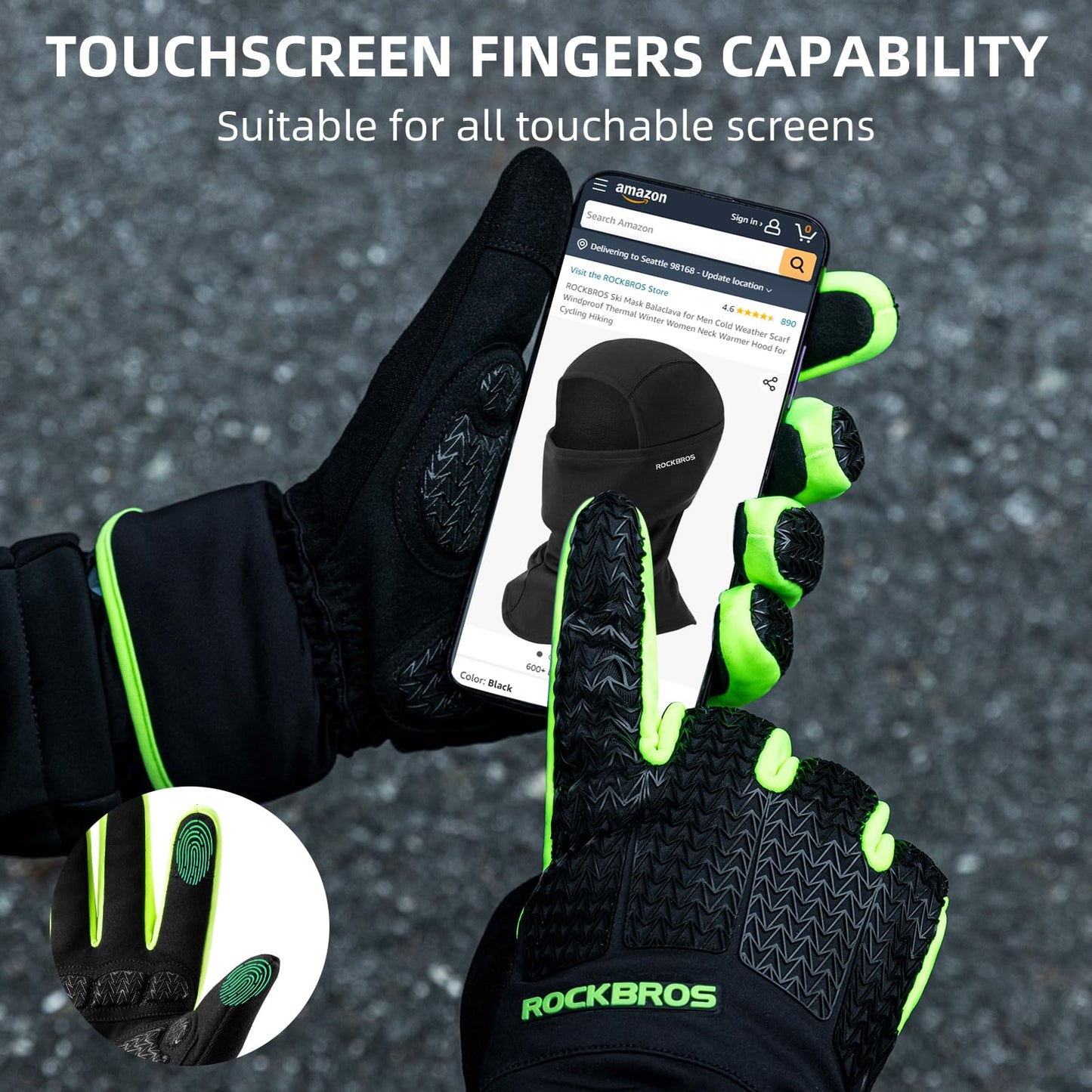 ROCKBROS Winter Cycling Gloves, Windproof Thermal Touchscreen Gloves for Men  Women