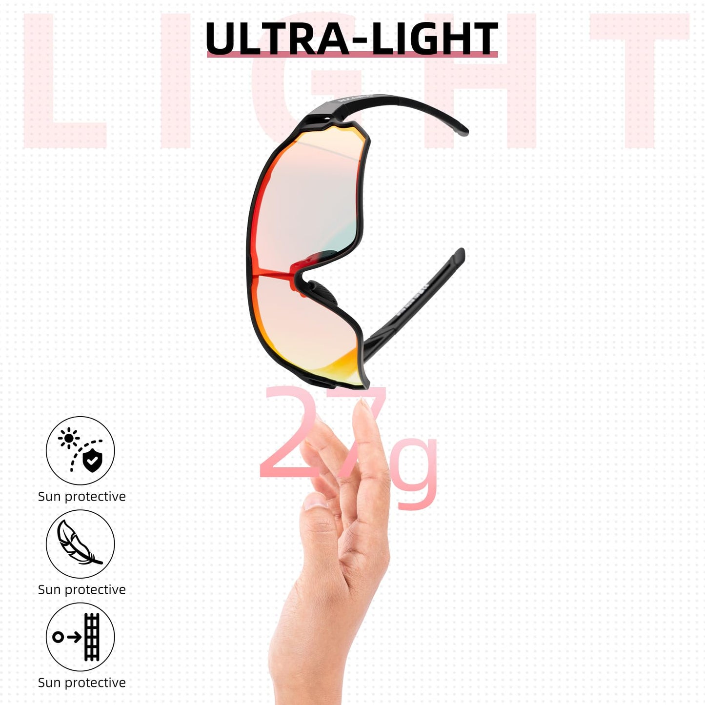 ROCKBROS Photochromic Sunglasses Thicken PC Lenses With UV400 Protection Coating