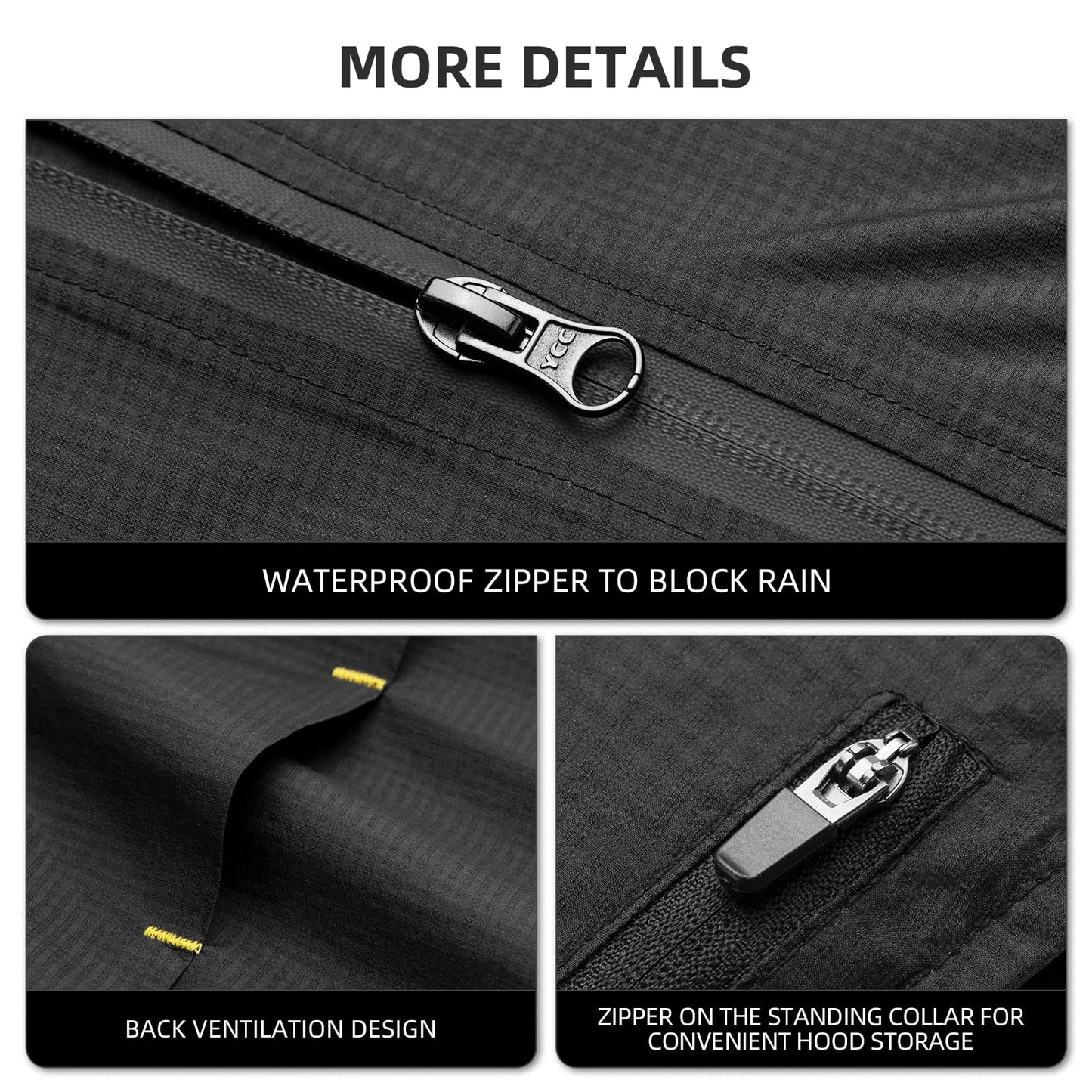 ROCKBROS Men's Waterproof Cycling Rain Jacket with Hood, Lightweight Reflective