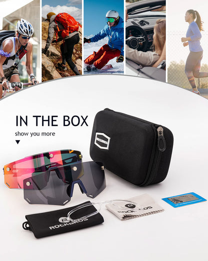 ROCKBROS Cycling Glasses for Men Women Polarized Sunglasses Two Lens for Replace