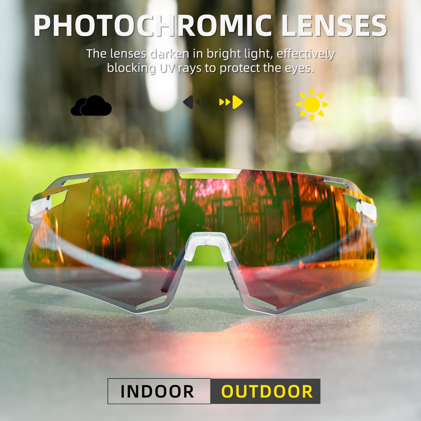 ROCKBROS Cycling Glasses Bike Photochromic MTB Sunglasses for Men TR90