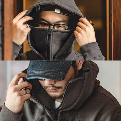 Maden Workwear American Heavyweight Balaclava Hoodie with Zipper High Street Tactical Men's Autumn Coat