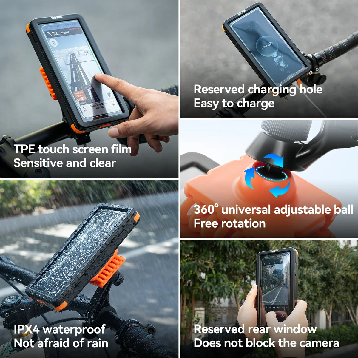 Magnetic Waterproof Bike Phone Holder Shock-Absorbing For 4.7–6.9‘’