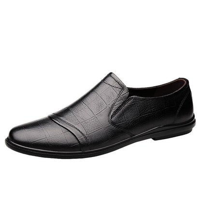 Men's bean shoes, genuine leather, fashionable, trendy, casual, youth flat bottom, low top lazy shoes
