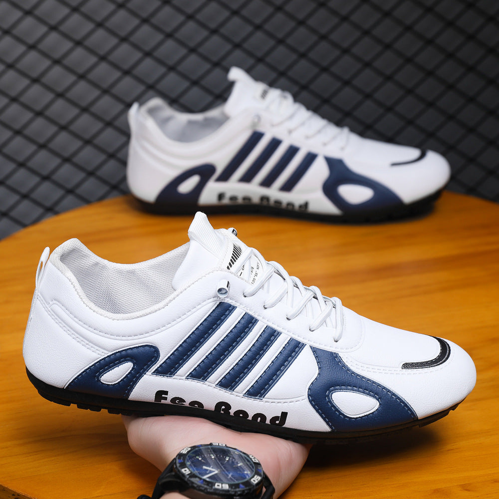 Men's breathable leather casual versatile soft sole lightweight no tie bean shoes