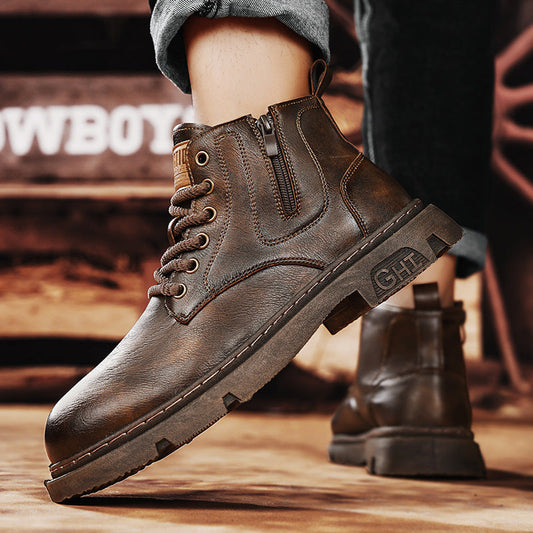 Men's British style short boots for autumn new side zipper casual retro versatile Martin boots