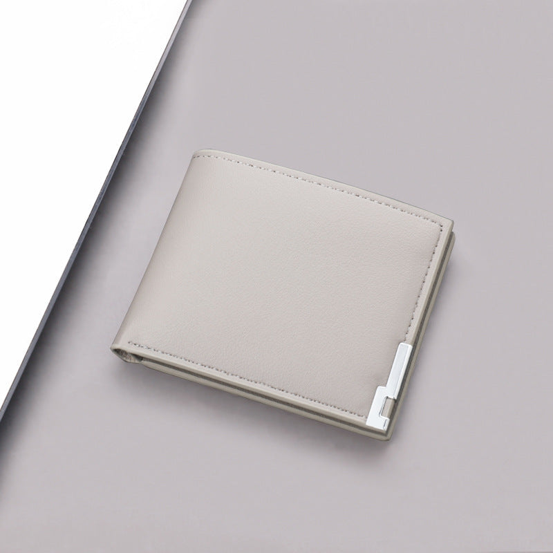 Men's Short Wallet Simple Ultra Thin Gray Can Hold Driver License Wallet Multi-Card Wallet Student Wallet