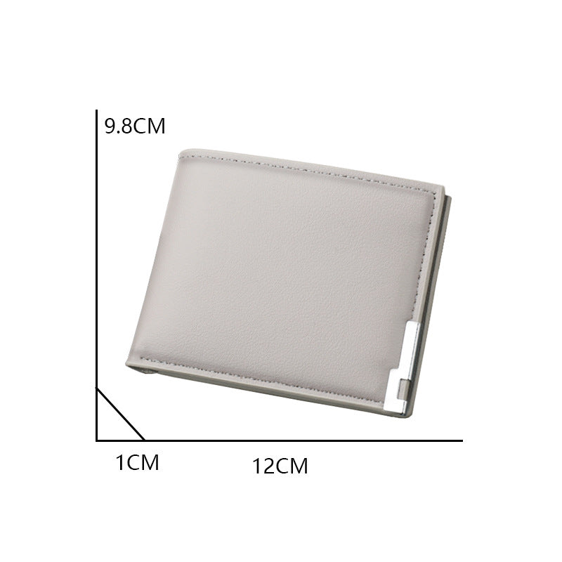 Men's Short Wallet Simple Ultra Thin Gray Can Hold Driver License Wallet Multi-Card Wallet Student Wallet