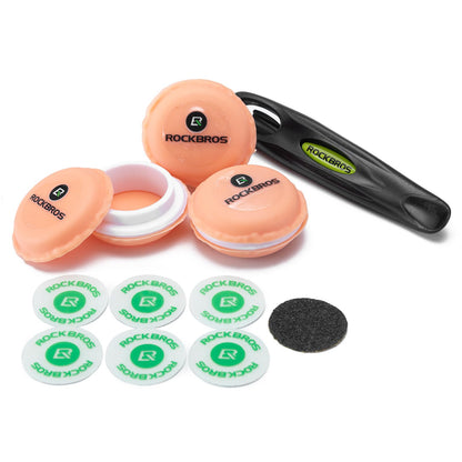 ROCKBROS 18-Pcs Bike Tire Patch Kit, Glueless Tube Repair with Tyre Levers 6-Pack