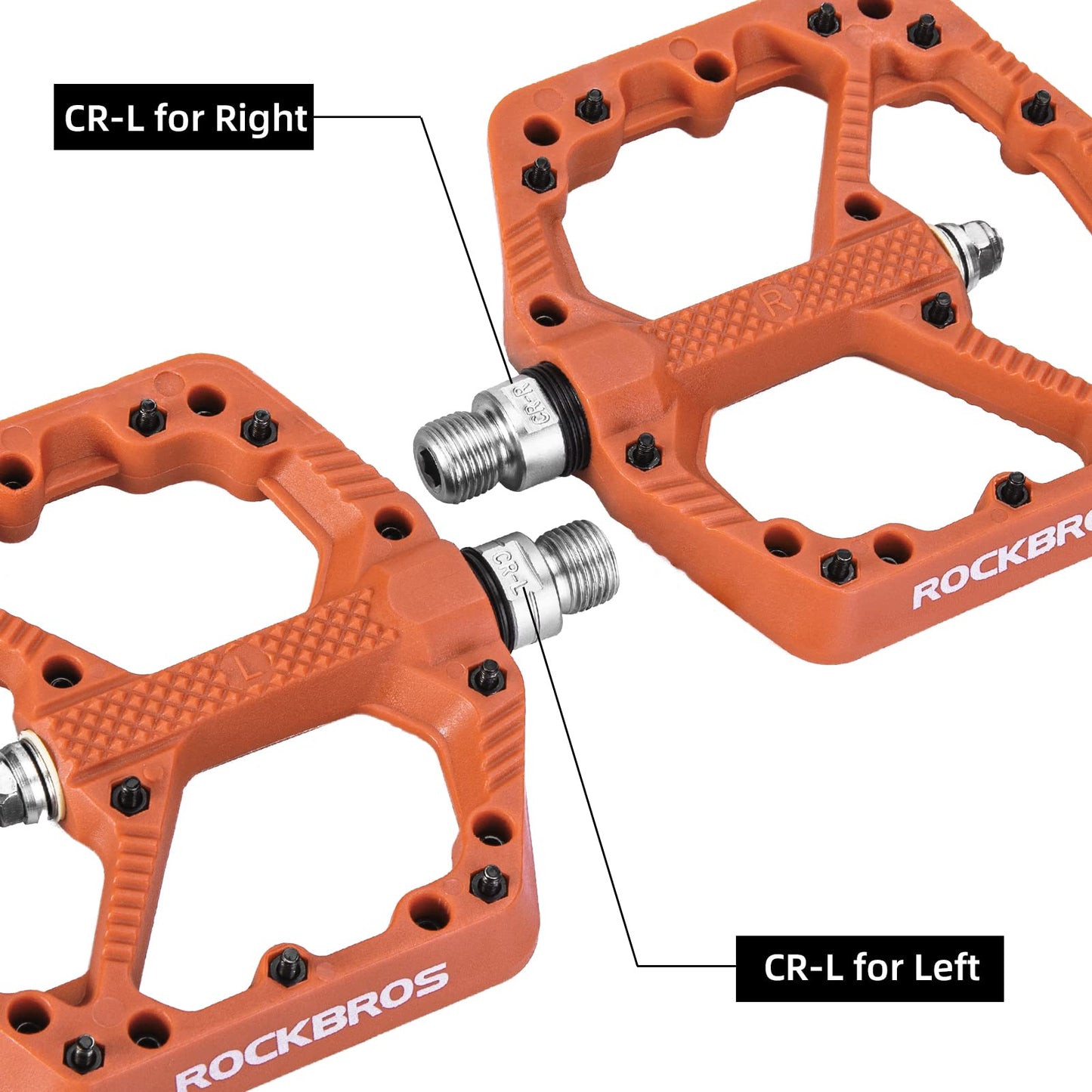 ROCKBROS Mountain Bike Pedals Flat MTB Pedals Nylon Fiber Bicycle Platform Pedals