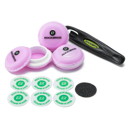 ROCKBROS 18-Pcs Bike Tire Patch Kit, Glueless Tube Repair with Tyre Levers 6-Pack