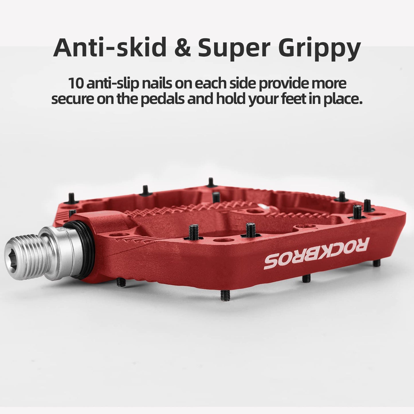 ROCKBROS Mountain Bike Pedals Flat MTB Pedals Nylon Fiber Bicycle Platform Pedals