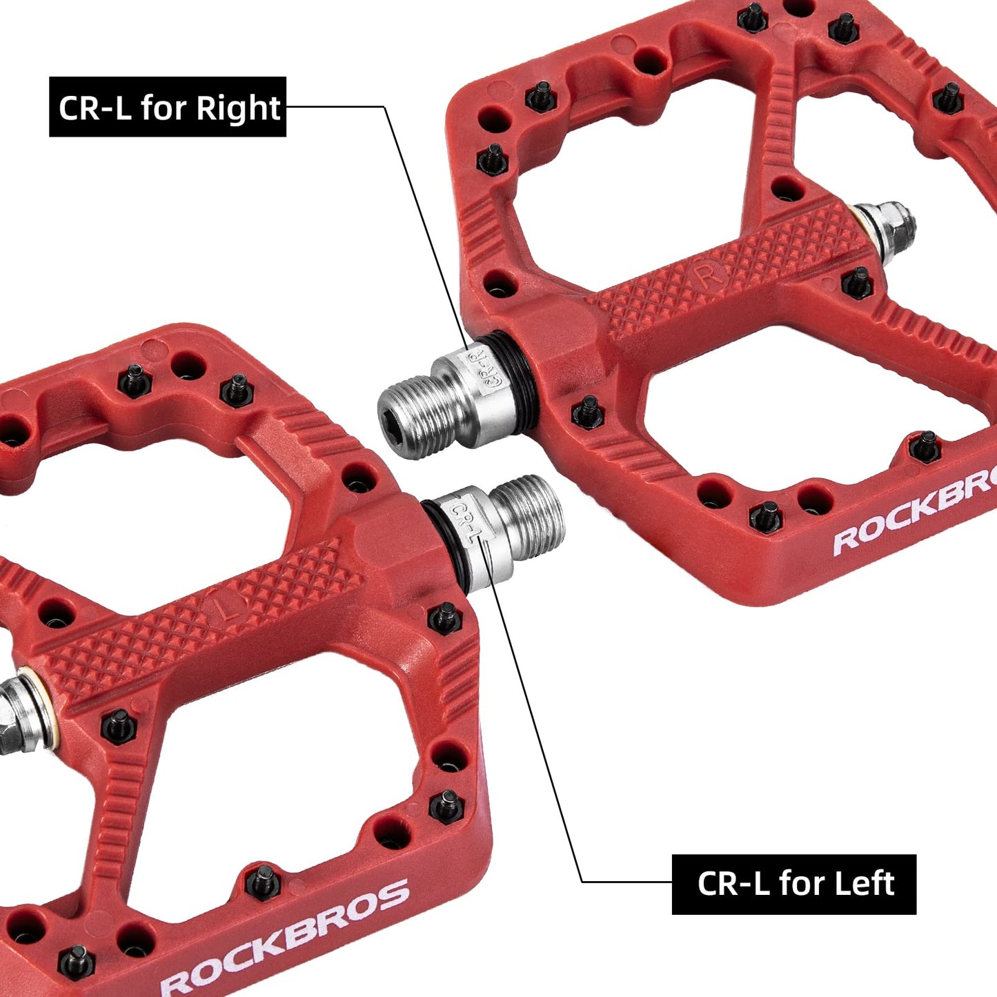 ROCKBROS Mountain Bike Pedals Flat MTB Pedals Nylon Fiber Bicycle Platform Pedals