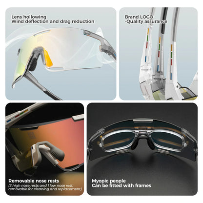 BOUNDLESS Three Lens Photochromic Cycling Sports Sunglasses