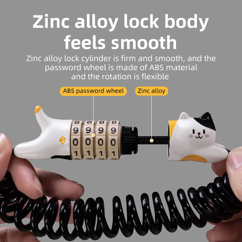 ROCKBROS Cute Cat Password Bike Lock 51.2in