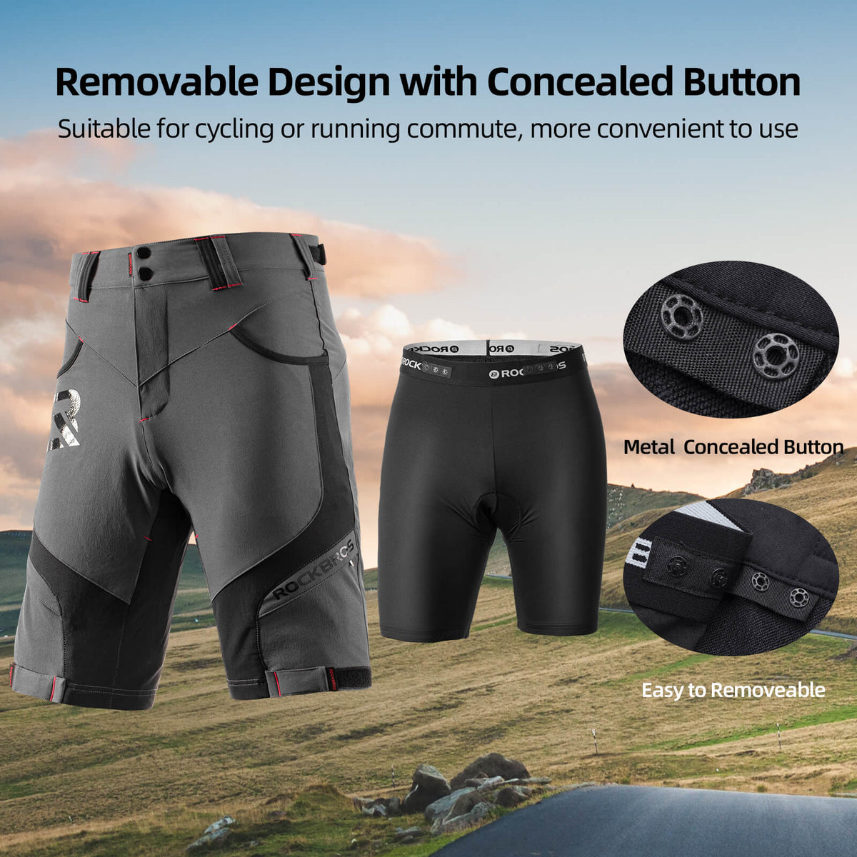ROCKBROS Men's Cycling Shorts 4D Padded Compression Shorts
