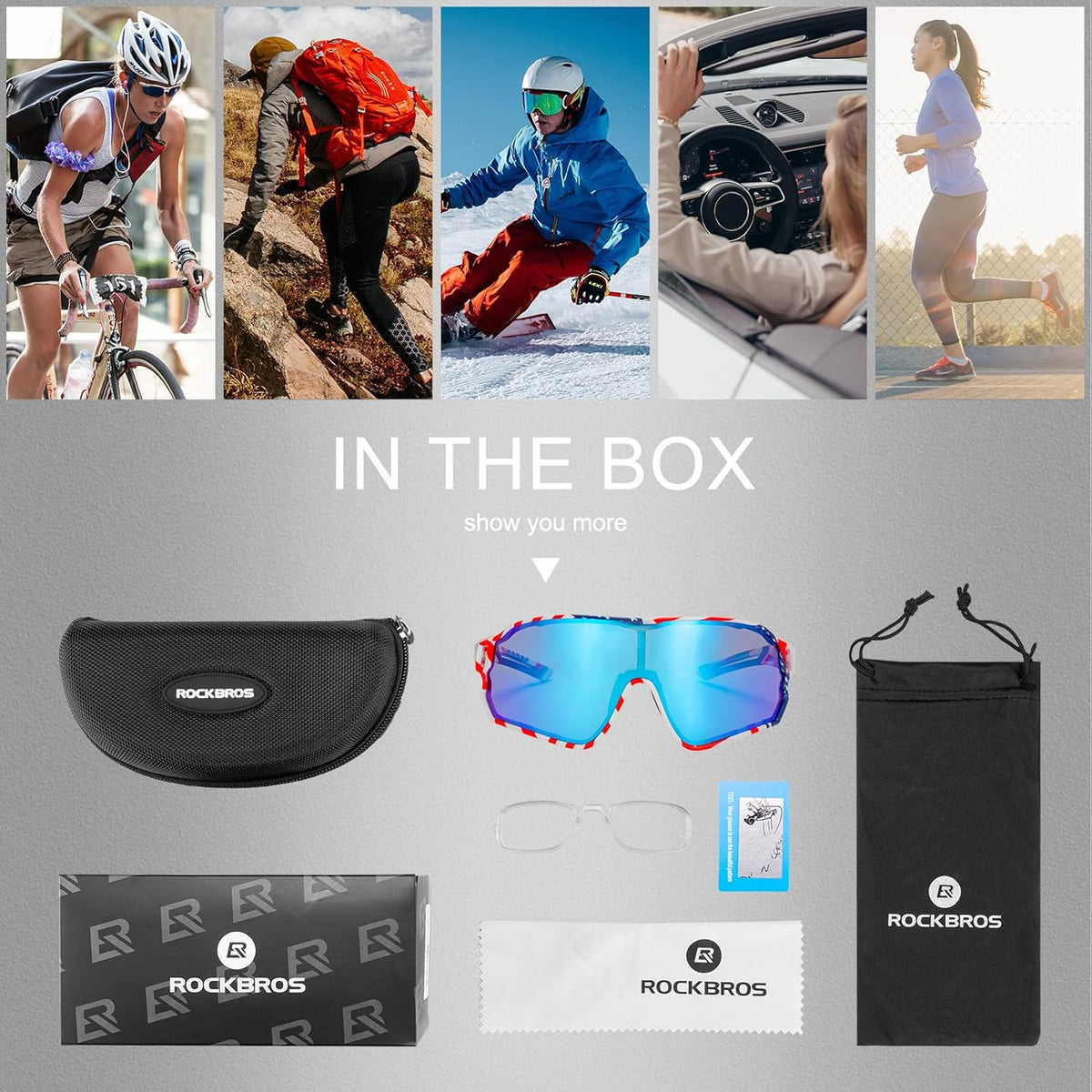 ROCKBROS Polarized Sunglasses UV Protection for Women Men Cycling